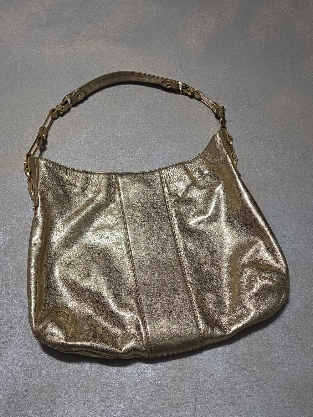 Tory Burch Metallic Gold Leather Hobo Shoulder Bag